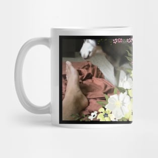 Funny Husky Dog Smelling Foot Flowers Simple Mug